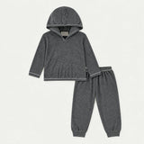 Marble Stripe Rib Hoodie and Jogger Set
