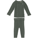 Multi Knit Shoulder Snap Long Sleeve Sweater & Pant 2-Piece Set