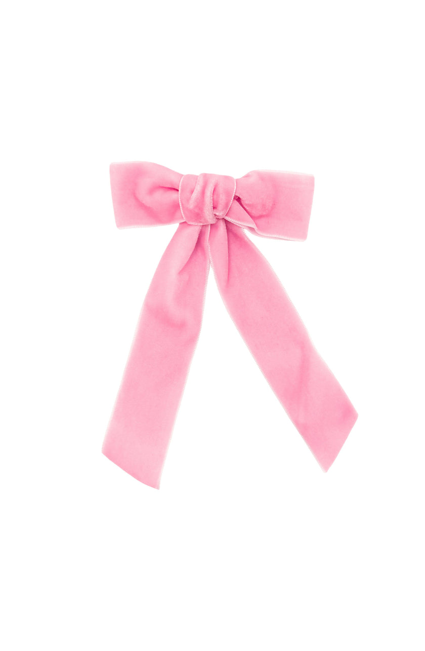Velvet Long-Tailed Bow Barrette