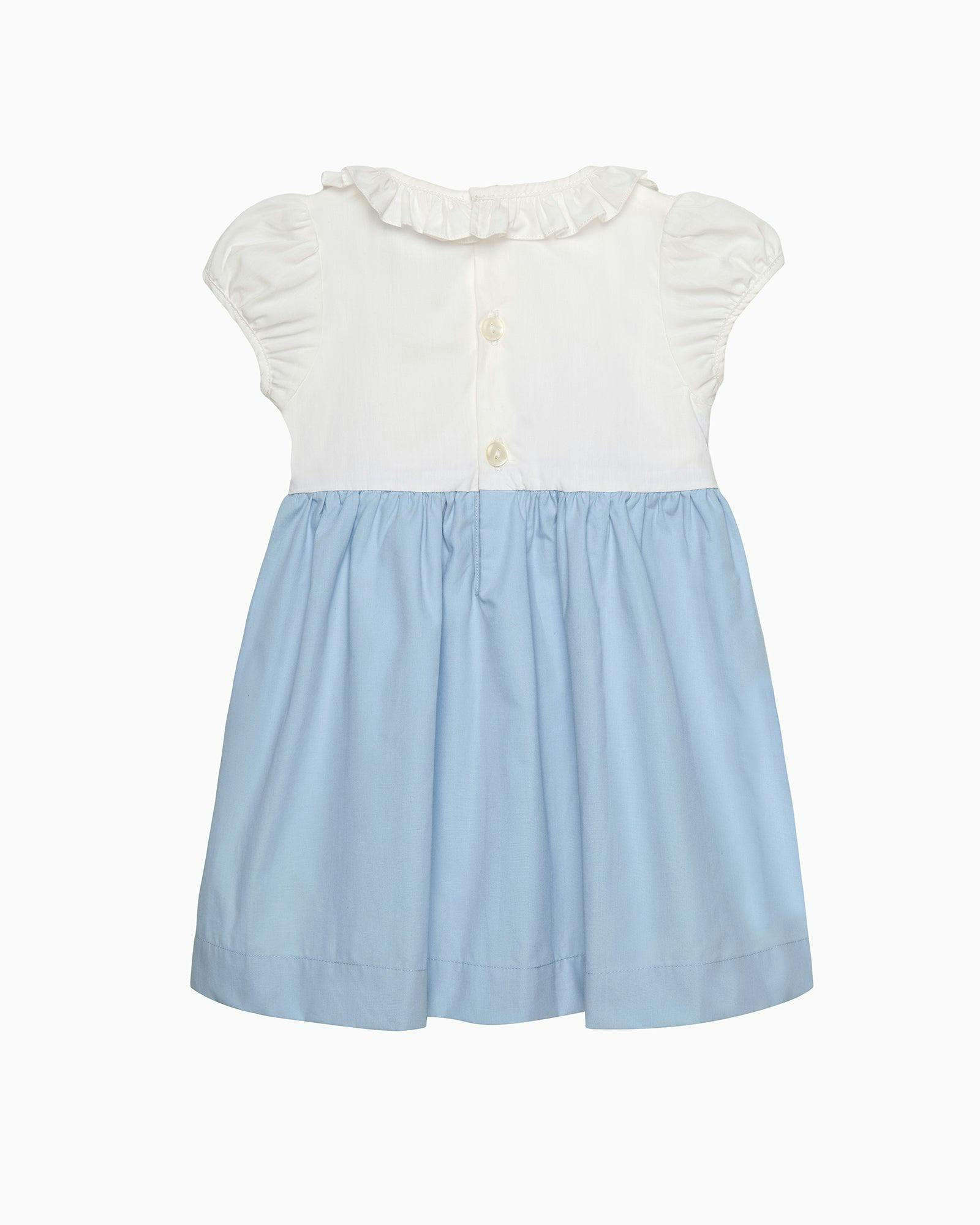 Baby Willow Rose Hand Smocked Dress in Cornflower