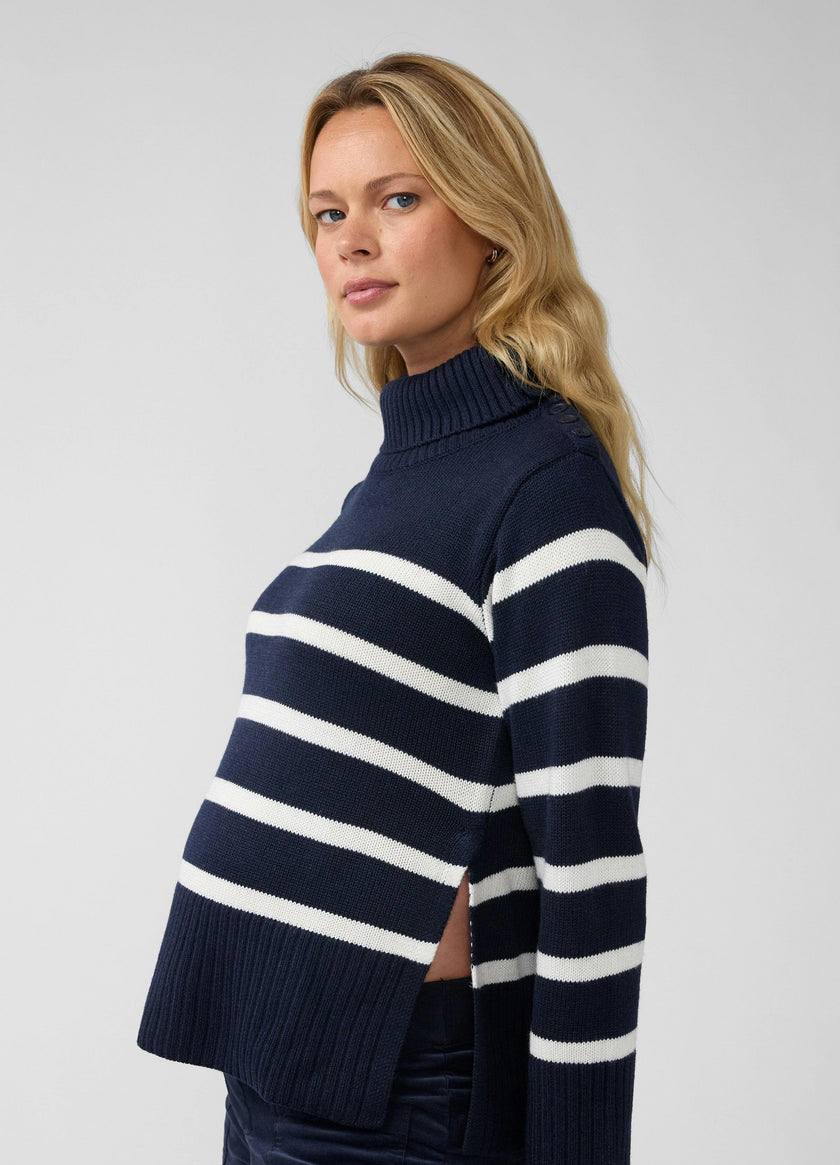 Knit High Neck Maternity Nursing Sweater
