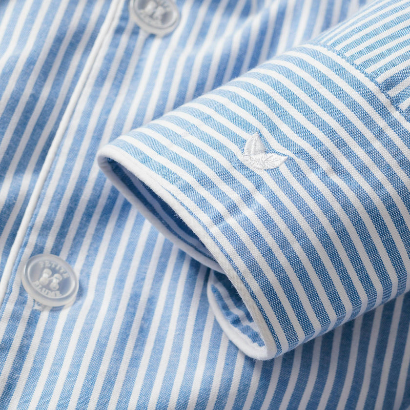 Men's Twill Pajama Set in French Blue Stripes