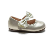 Ivory Satin Elodie Bow Flats