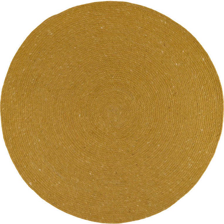 Neethu Hand-Crafted Felted Wool Round Rug, Yellow