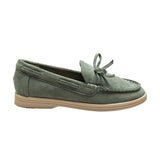 Olive Suede Formal Laced Loafers