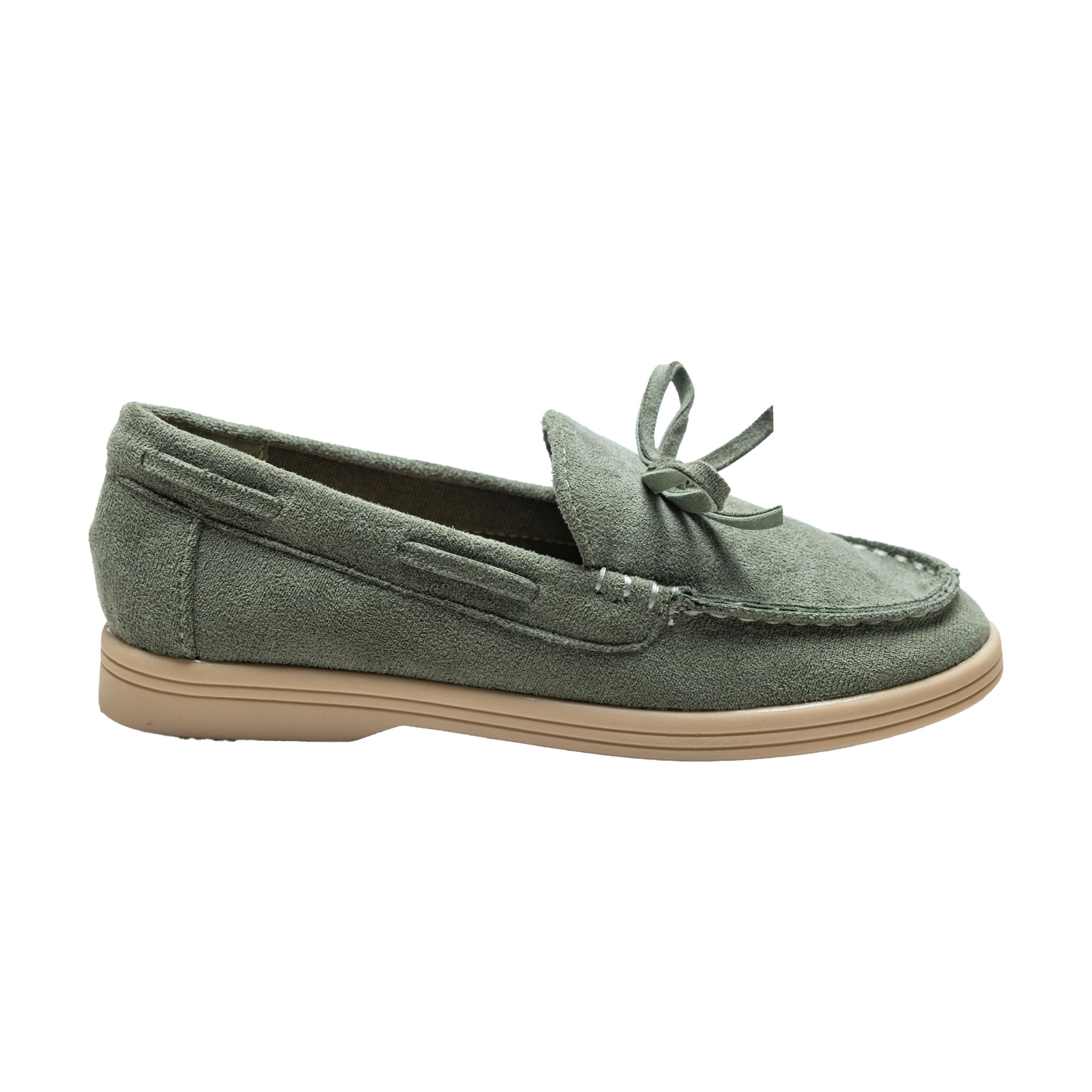 Olive Suede Formal Laced Loafers
