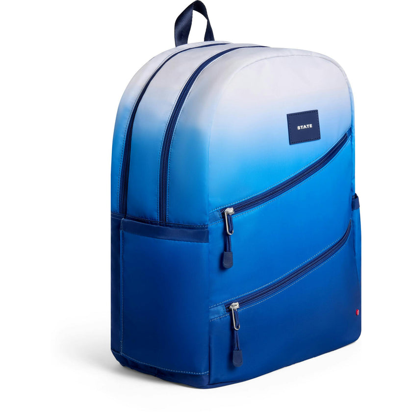 Kane Double Pocket Large Backpack, Blue Gradient Diagonal Zipper
