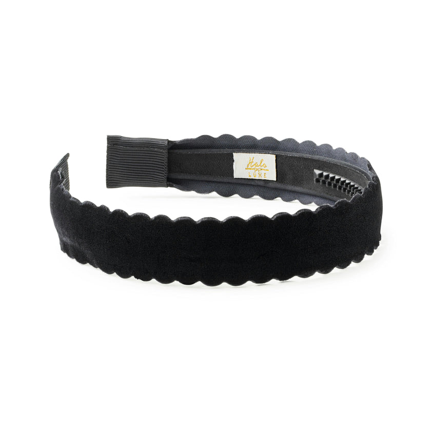 Halo Luxe Opaline Velvet Scalloped Headband - Black