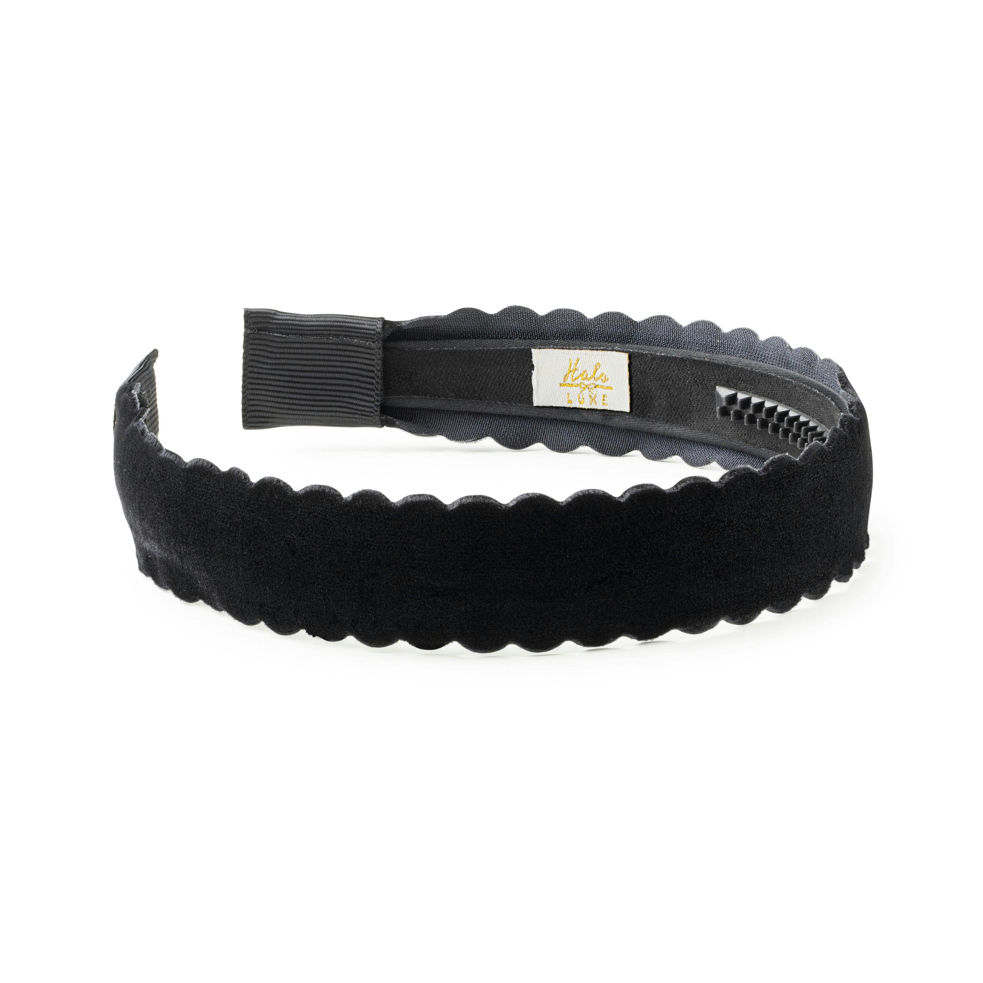 Halo Luxe Opaline Velvet Scalloped Headband - Black