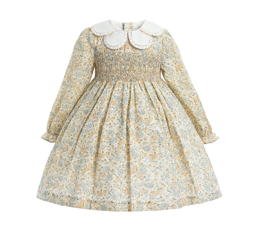 Cream & Cornflower Smocked Dress