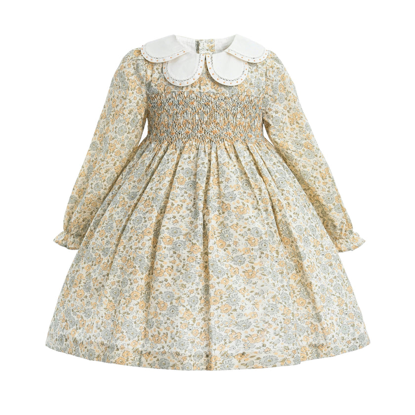 Cream & Cornflower Smocked Dress
