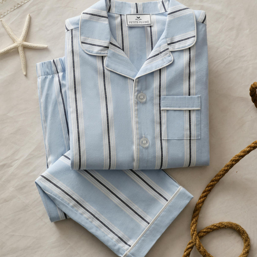 Men's Twill Pajama Set in Coastal Stripe
