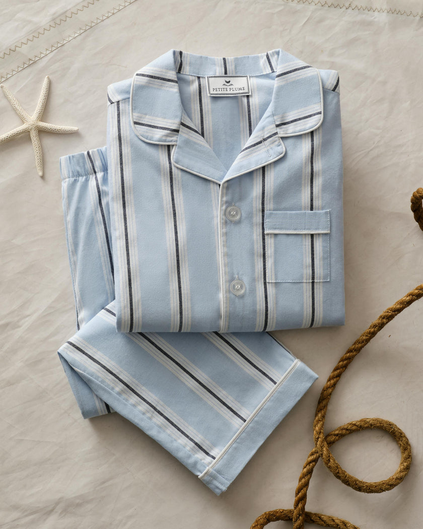 Men's Twill Pajama Set in Coastal Stripe