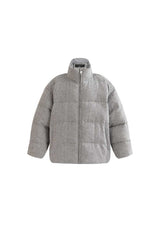 Gray Puffer Jacket with High Collar