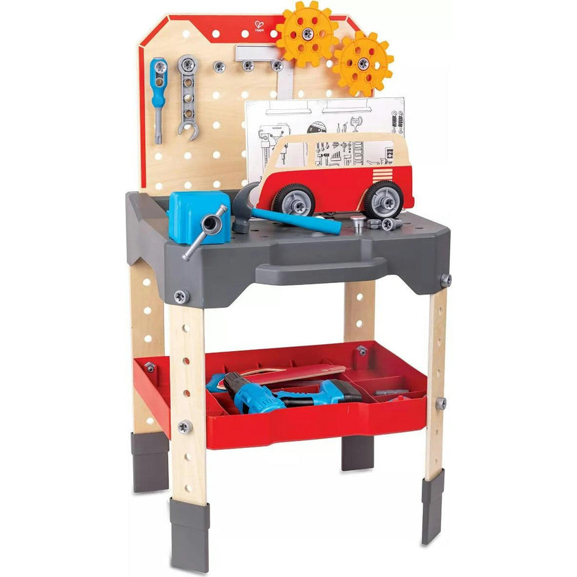 Hape: Junior Inventor: Vehicle Service & Repair Workbench - 71pc