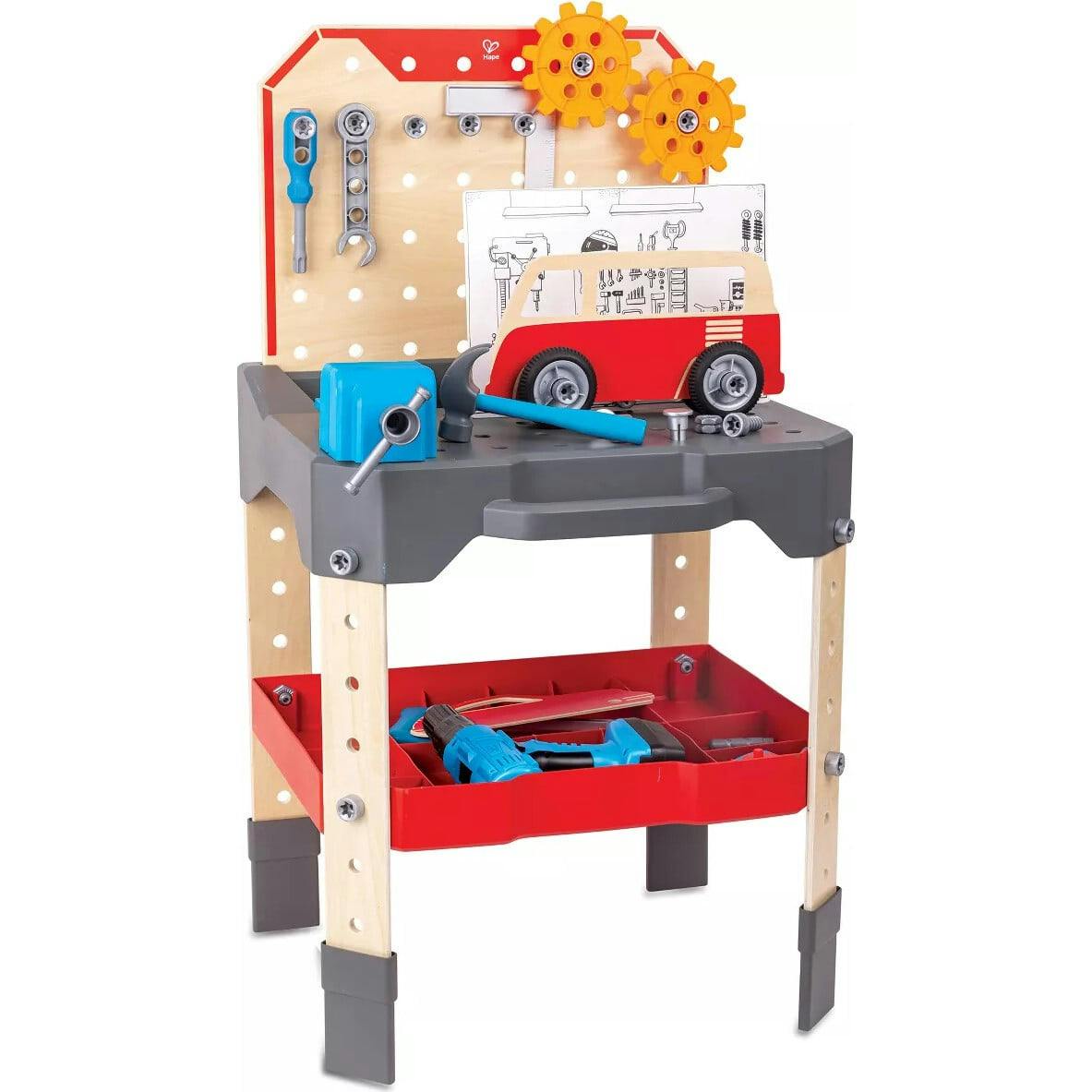 Hape: Junior Inventor: Vehicle Service & Repair Workbench - 71pc