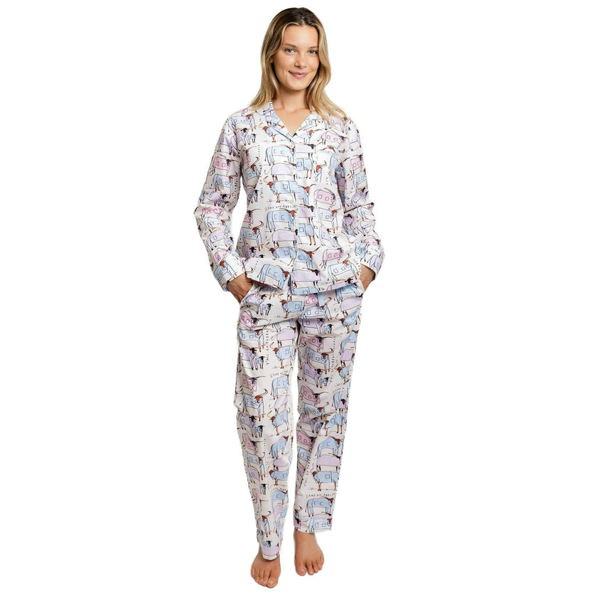 Women's Drawbertson Longhorns Long PJ Set - Organic Cotton Poplin