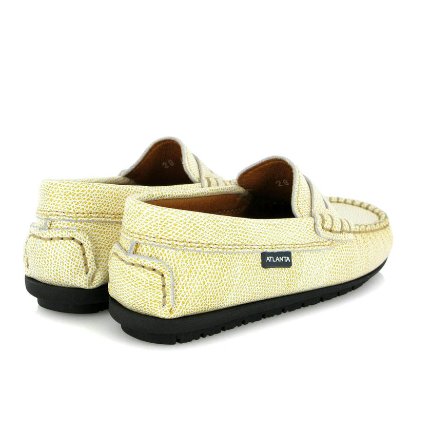 Grainy Leather Penny Moccasins, Yellow
