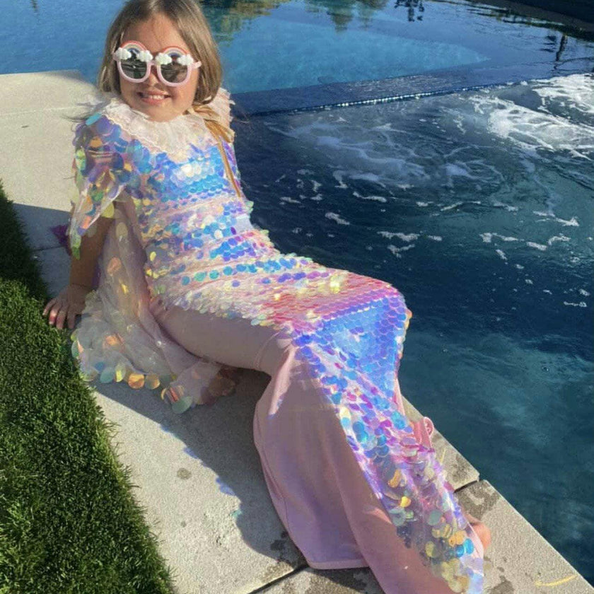 Paillette Mermaid One Piece Swim, Pink