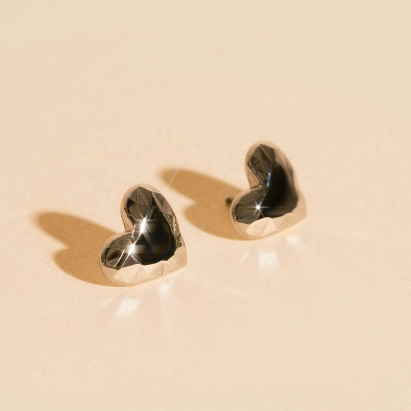 Geometric Heart Stud Earrings