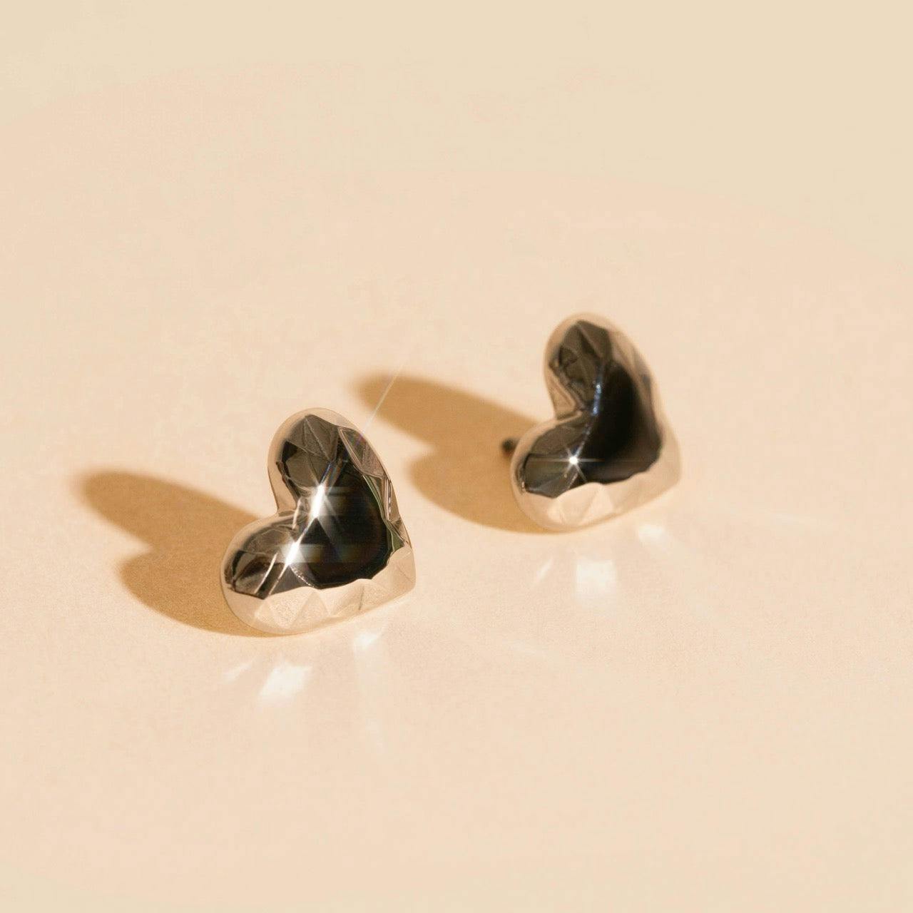 Geometric Heart Stud Earrings