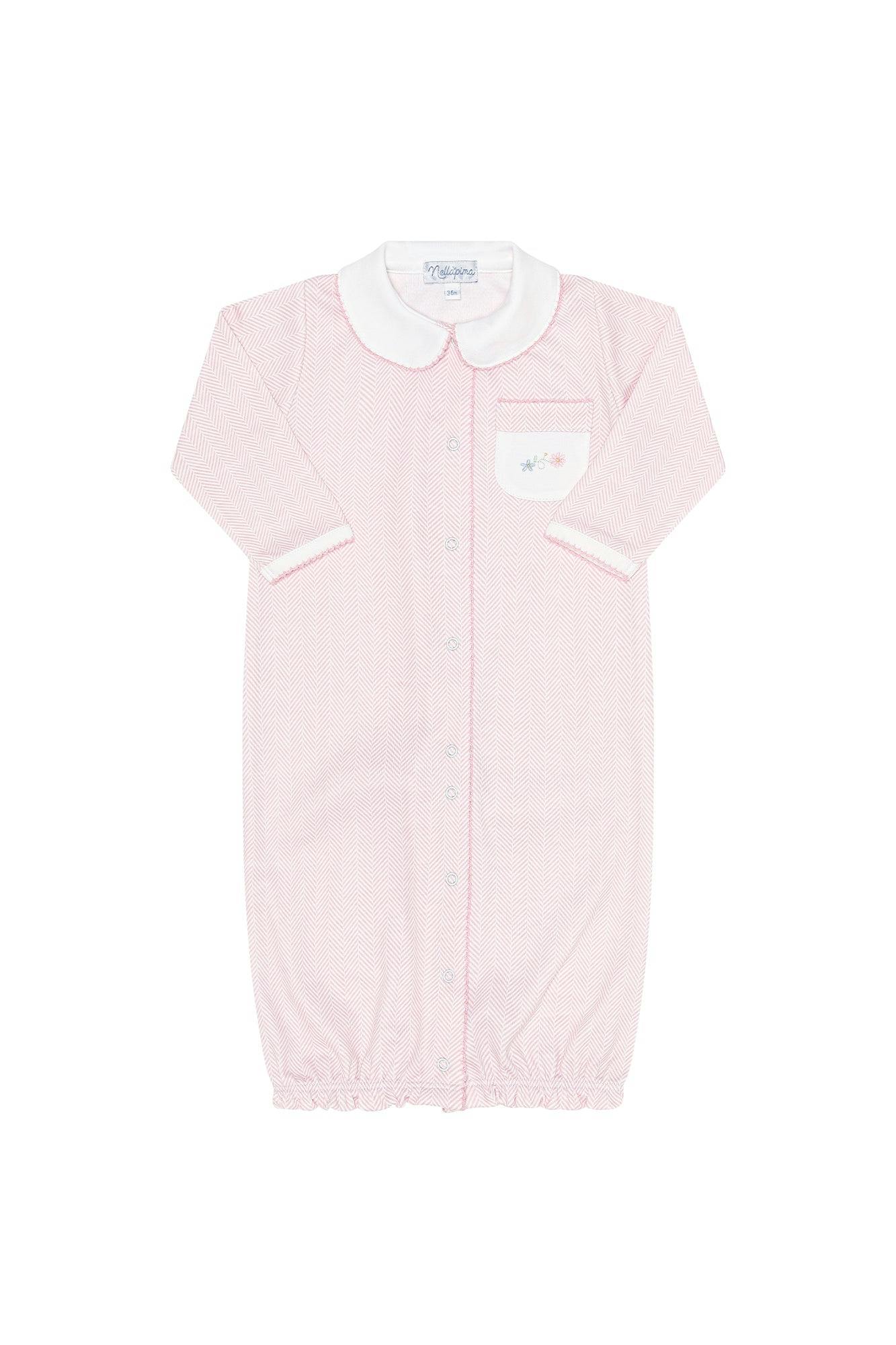 Pink Herringbone Embroidered Converter Gown