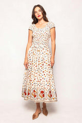 Marlow Cap Sleeve Dress in Cream Ditsy Floral