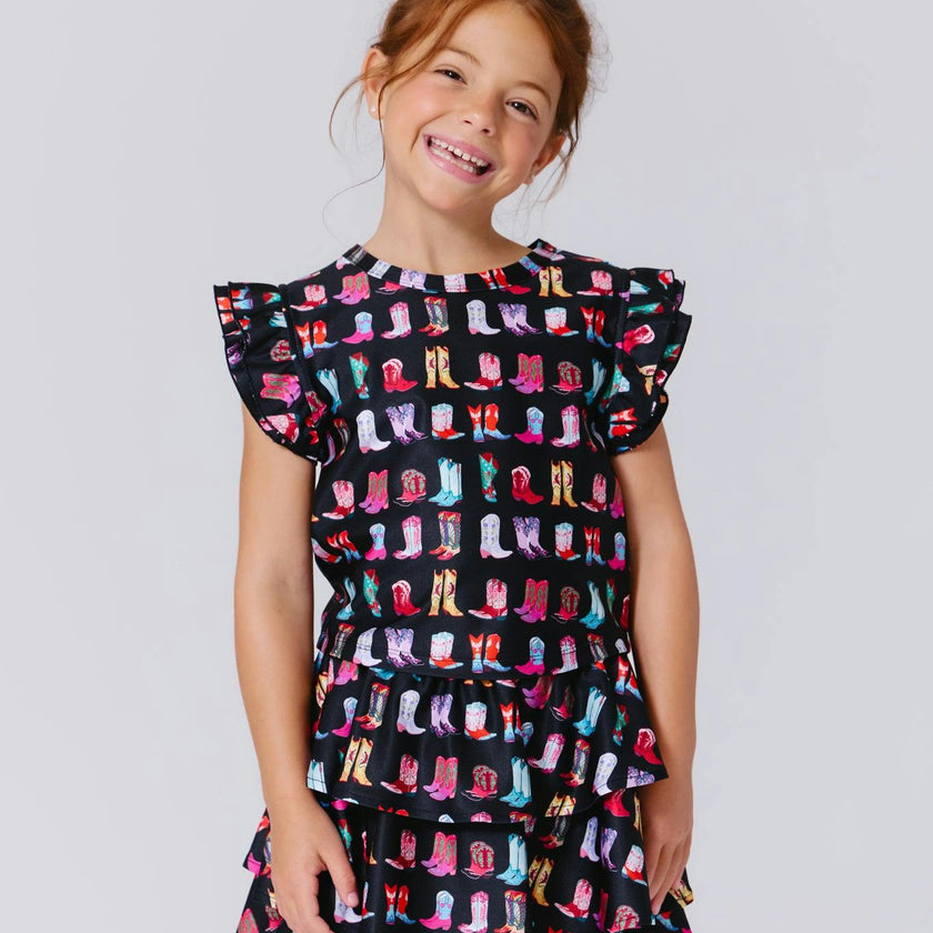 Girls Hi-Shine Ruffle Crop Top