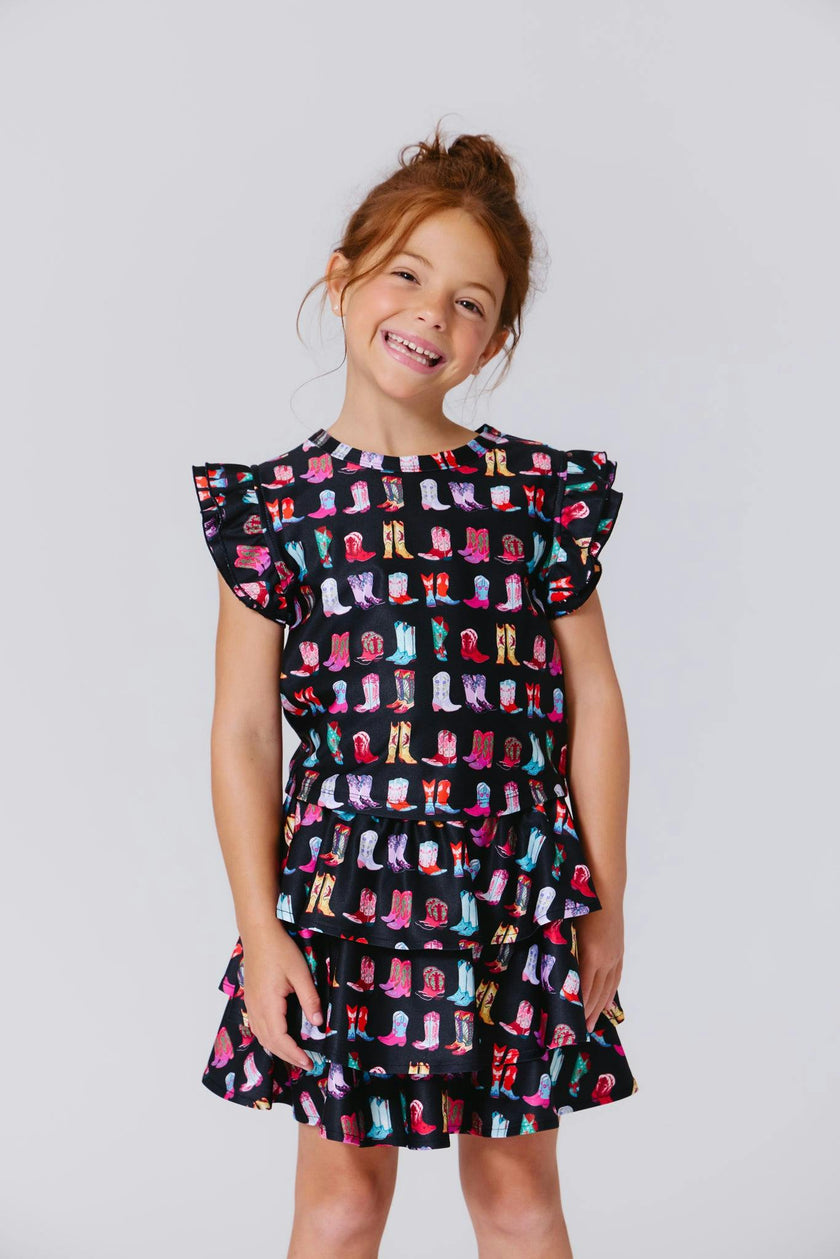 Girls Hi-Shine Ruffle Crop Top