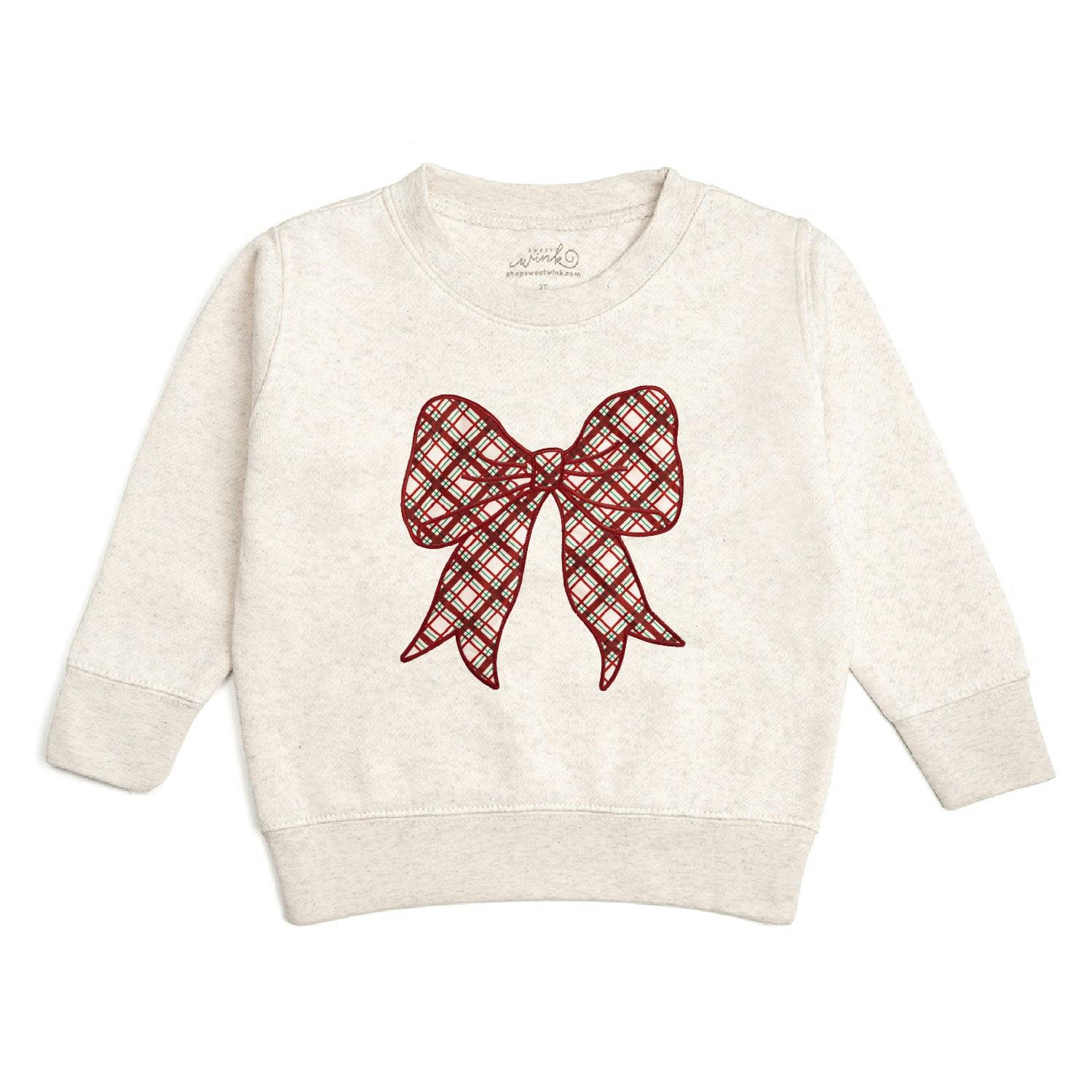 Christmas Plaid Bow Patch Sweatshirt