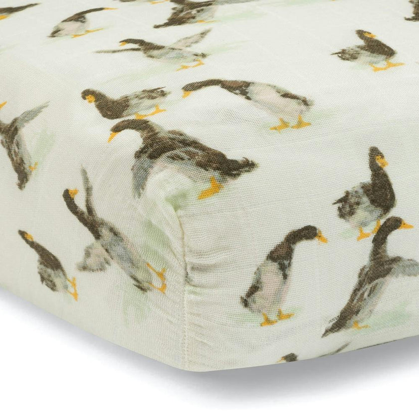 Duck Organic Cotton Muslin Fitted Crib Sheet