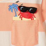 Boys Stripe Pocket Tee | Crab Graphic