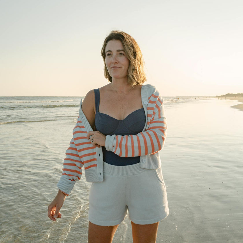 women's navy terry one piece