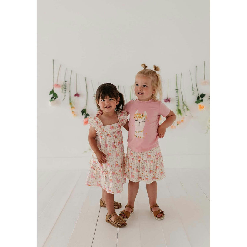 Girl's Drop-Waist Peplum Dress