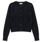 Checked Knit Cropped Cardigan