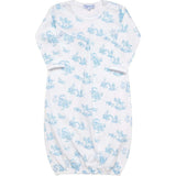 Blue Toile Baby Gown