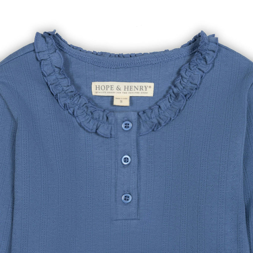Organic Ruffle Neck Knit Top