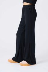 Girls Pointelle Flare Pant in Black