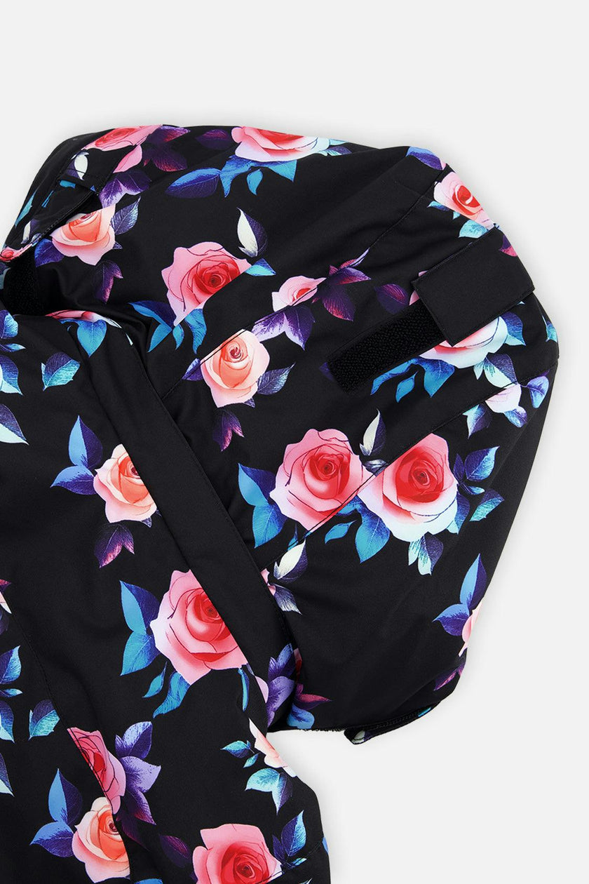 Two Piece Play Snowsuit Black Rose Print