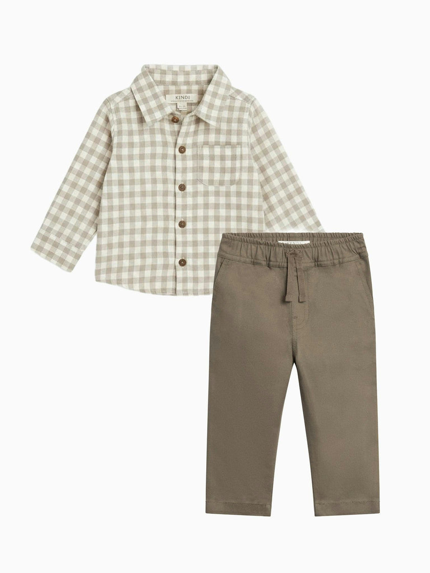 Organic Boy Winter Gingham Set