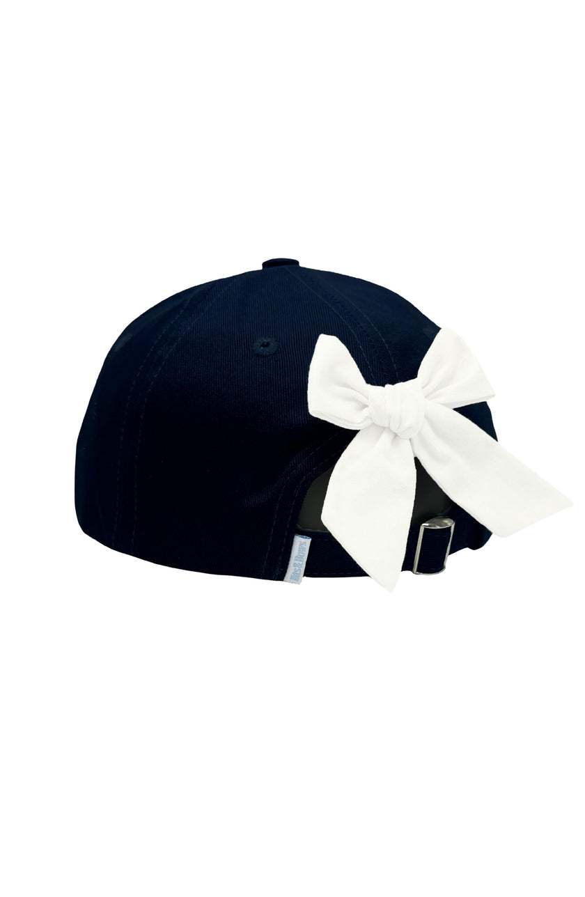 Girls Navy Football Bow Baseball Hat