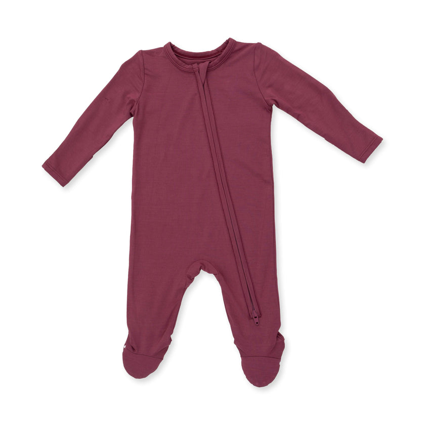 Solid Oxblood Red - 2 Way Zipper Footie