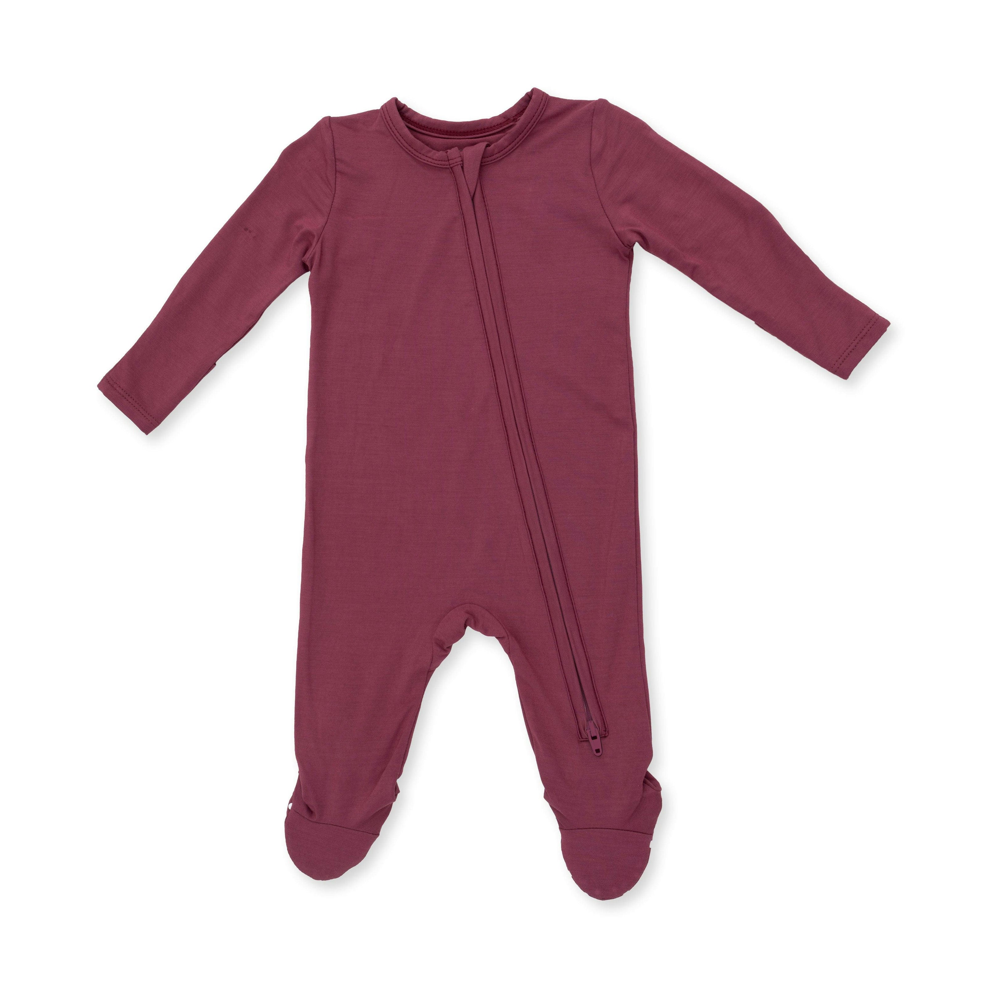 Solid Oxblood Red - 2 Way Zipper Footie