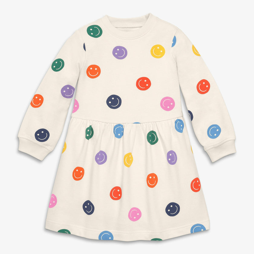 Kids easy sweatshirt dress in happy faces