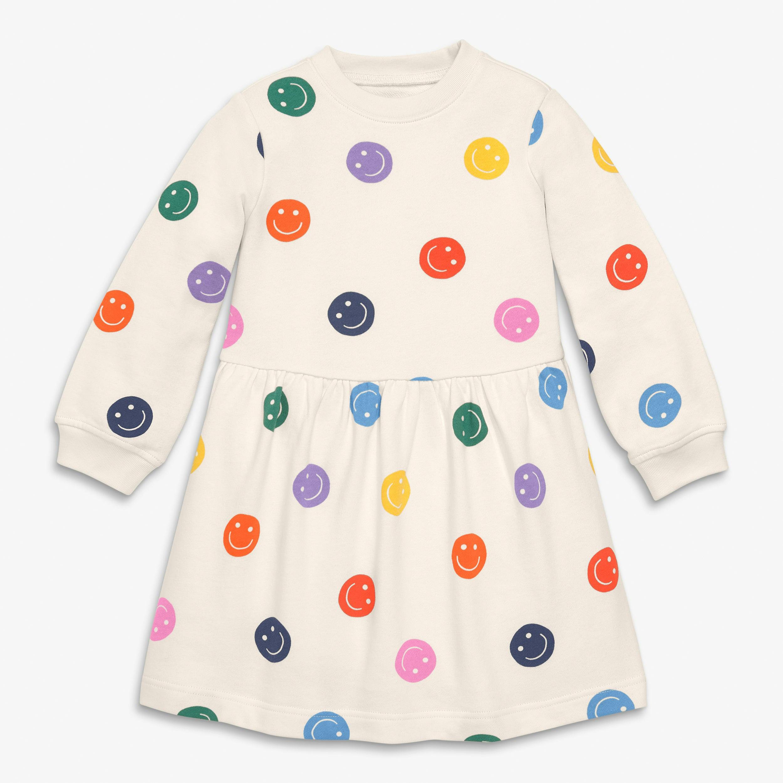 Kids easy sweatshirt dress in happy faces