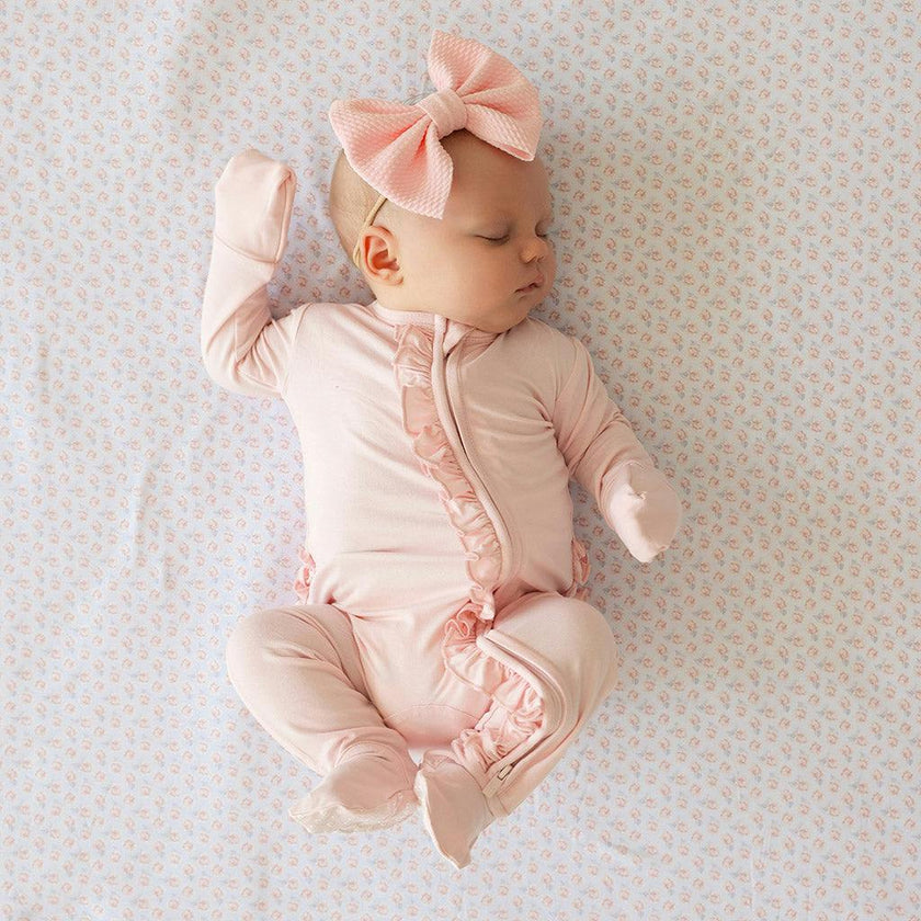 Sweet Pink Footie Ruffled Zippered One Piece