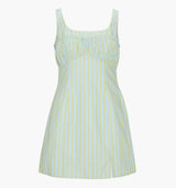 The Eviana Dress - Blue/Green Stripe