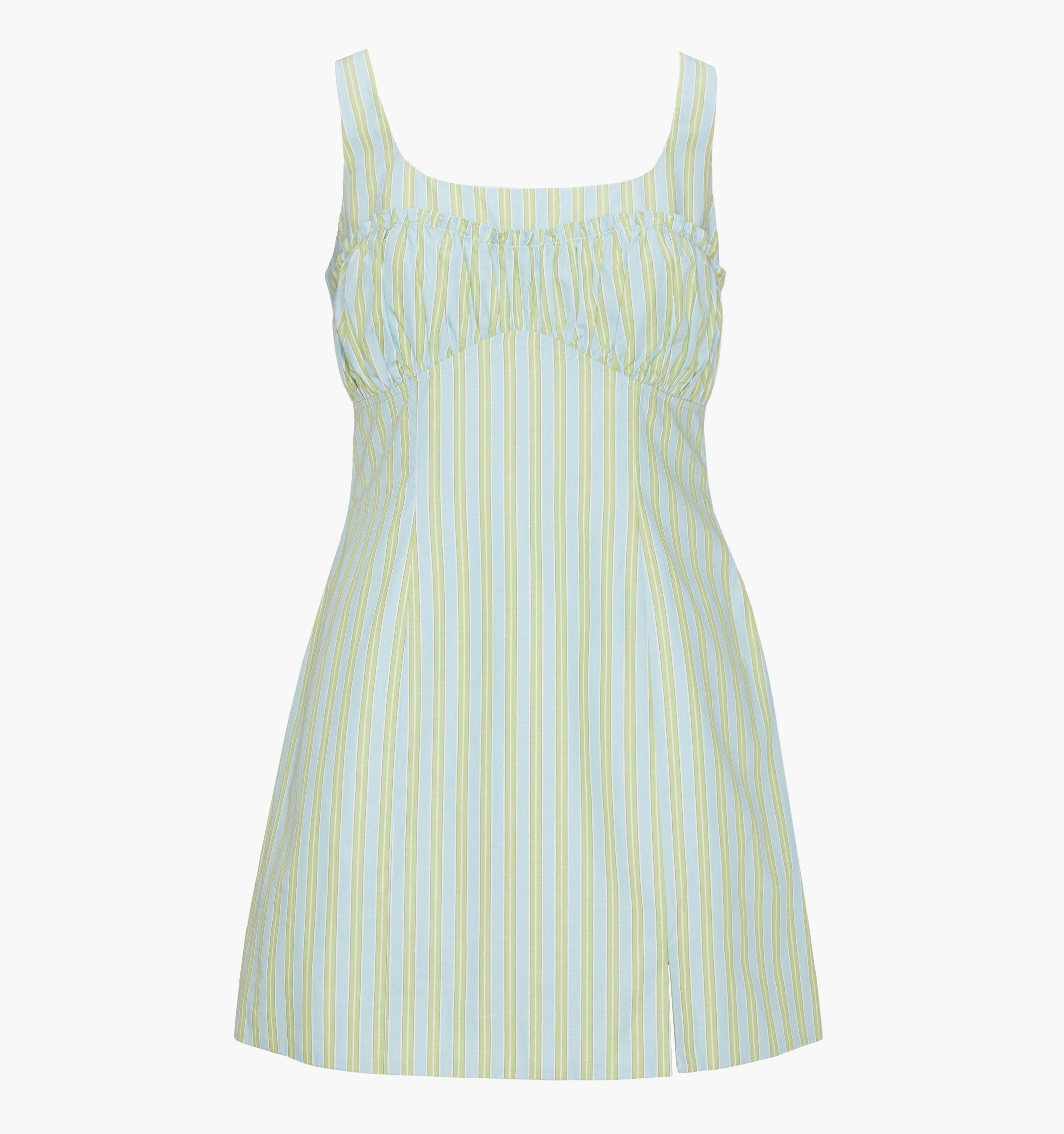 The Eviana Dress - Blue/Green Stripe
