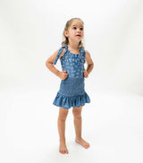 smocked skirt denim