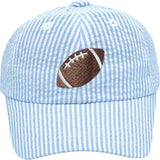 Blue Seersucker Football Baseball Hat (Baby/Toddler, Youth)